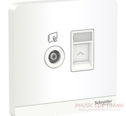 Bộ ổ cắm tivi + ổ cắm mạng cat5e trắng