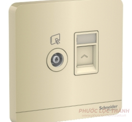 Bộ ổ cắm tivi + ổ cắm mạng cat5e vàng ánh kim