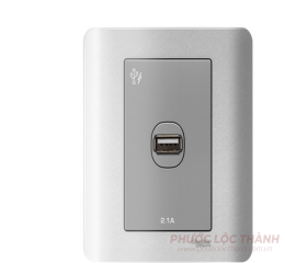 Bộ ổ sạc USB đơn 2.1A (Xám)