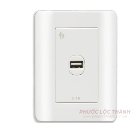 Bộ ổ sạc USB đơn 2.1A (Trắng)