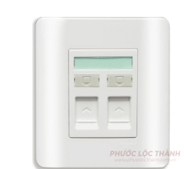 Bộ ổ cắm mạng cat6 đôi (Trắng)
