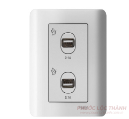 Bộ ổ sạc USB đôi 2.1A (Trắng)