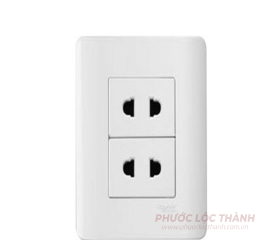 Bộ ổ cắm đôi 2 chấu 10A (Trắng)