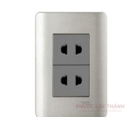 Bộ ổ cắm đôi 2 chấu 10A (Xám)