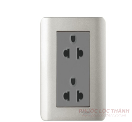 Bộ ổ cắm đôi 3 chấu 16A (Xám)