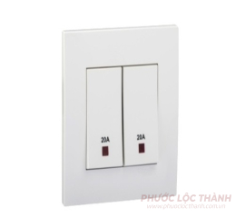 Bộ 2 công tắc 2 cực 20A có đèn báo (trắng)
