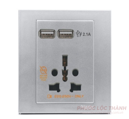 Bộ ổ cắm đa năng và sạc USB (Xám bạc)