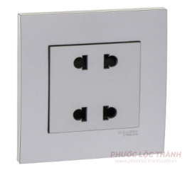 Bộ ổ cắm đôi 2 chấu 10A (xám bạc)