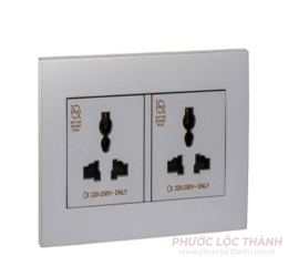 Bộ ổ cắm đôi đa năng 13A (Xám bạc)