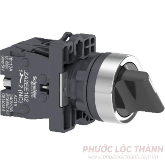 Công tắc xoay Ø22, N/O+N/C, 2 vị trí tự giữ, tay nắm ngắn